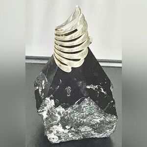 Solid Sterling Silver Angel Wing Statement Ring